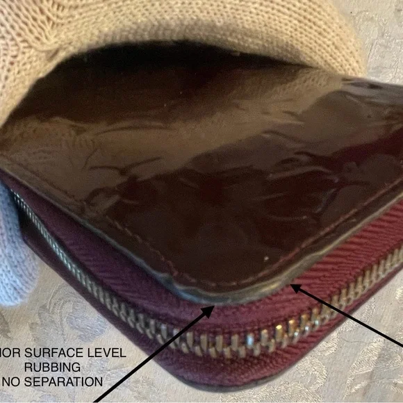 LOUIS VUITTON BURGUNDY VERNIS ZIP AROUND WALLET - Picture 6 of 15